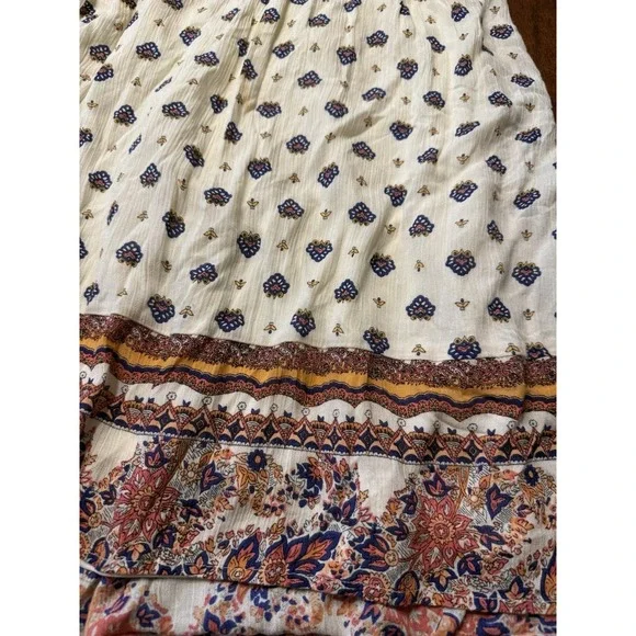 O'Neill Boho Mini Dress Small Cream Floral Festival Tie Back - Picture 4 of 7